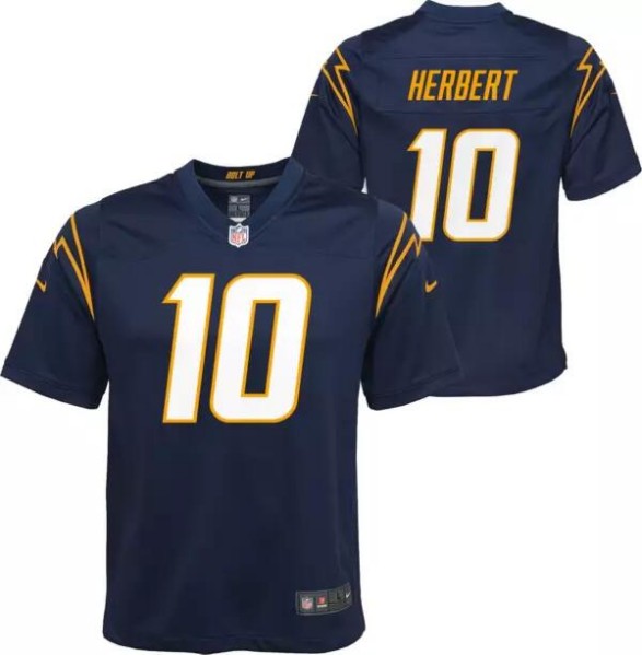 Youth Los Angeles Chargers #10 Justin Herbert Navy Stitched Game Jersey