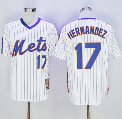 Toddler New York Mets #17 Keith Hernandez Stitched White Blue Strip Throwback Stitched MLB Jersey