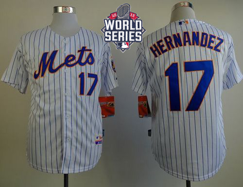 Youth New York Mets #17 Keith Hernandez White(Blue Strip) Home Cool Base W/2015 World Series Patch Stitched MLB Jersey