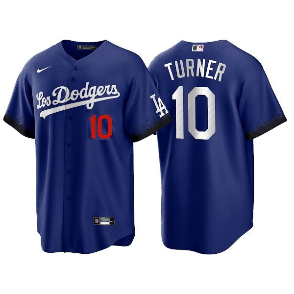 Youth Los Angeles Dodgers #10 Justin Turner 2021 Royal City Connect Cool Base Stitched Baseball Jersey