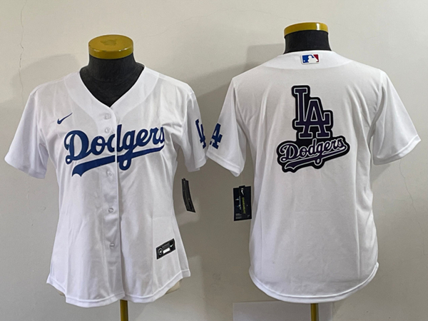 Youth Los Angeles Dodgers White Team Big Logo Stitched Baseball Jersey