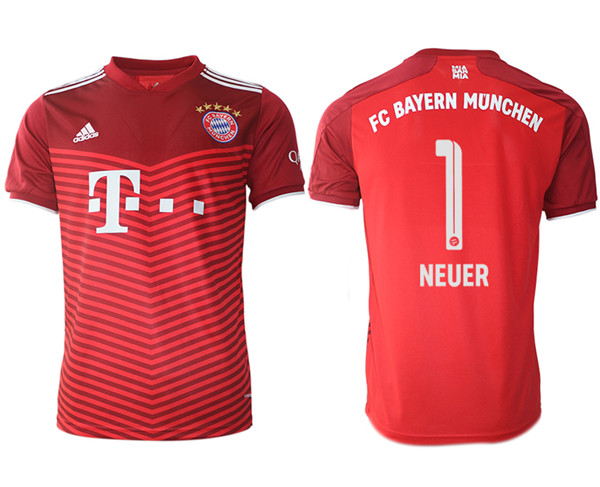 Men's FC Bayern München #1 Neuer Red Home Soccer Jersey