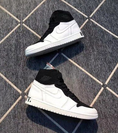 Men's Air Jordan AJ1 Black and White Shoes 2020001336