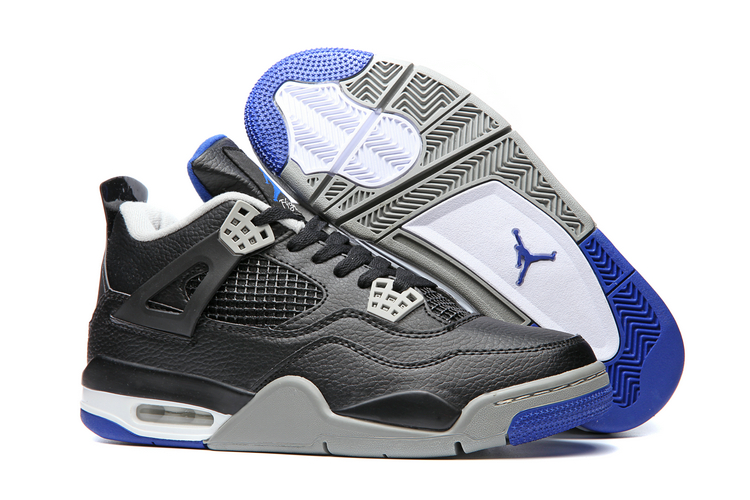 Men's Air Jordan 4 Black Blue Shoes
