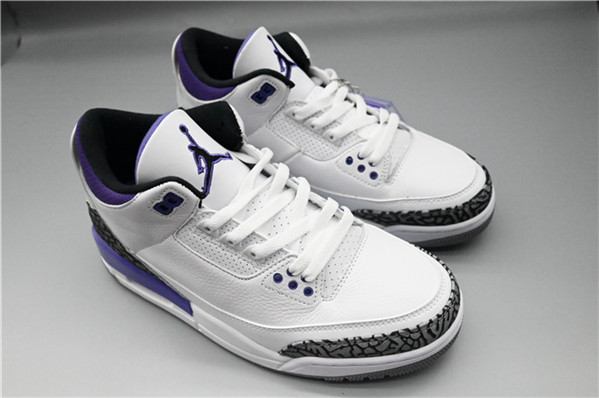 Men's Running Weapon Air Jordan 3 White/Purple OG Shoes 061