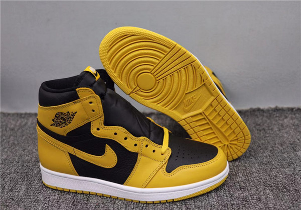 Men's Running Weapon Yellow&Black Air Jordan 1 Shoes Retro 0126