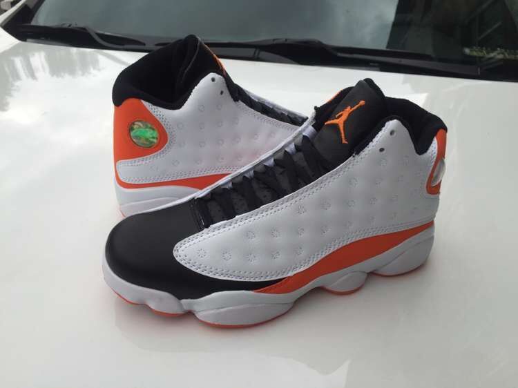 Running weapon Cheap Wholesale Nike Shoes Air Jordan 13 White/Black/Orange