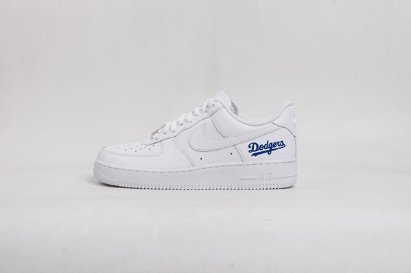 Women's Los Angeles Dodgers Air Force 1 White Shoes 001