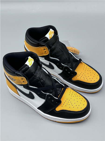 Men's Running Weapon Air Jordan 1 White/Yellow/Black Shoes 0211