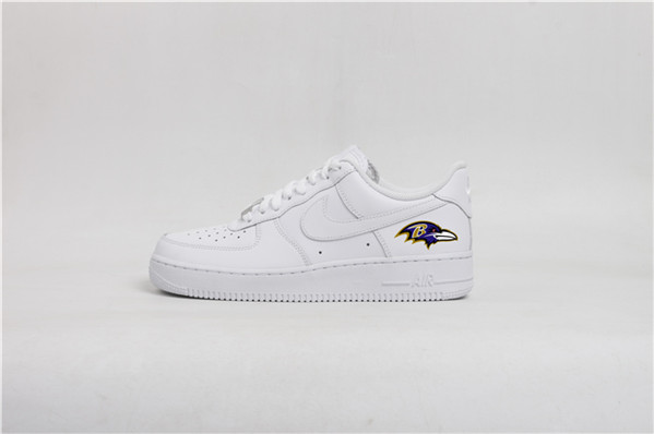 Men's Baltimore Ravens Air Force 1 Low White Shoes 001