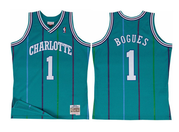 Men's Charlotte Hornets #1 Muggsy Bogues Blue Stitched Jersey