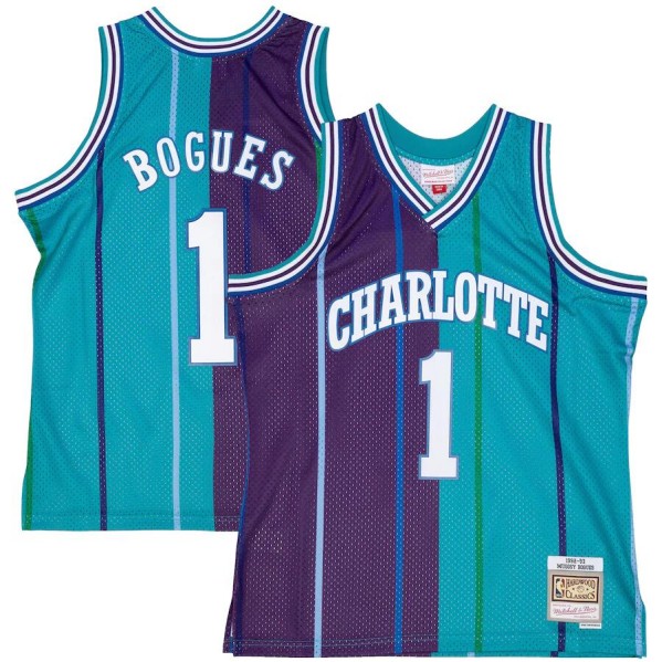 Men's Charlotte Hornets Active Player Custom Split Teal/Purple 1992-93 Mitchell & Ness Swingman Stitched Jersey