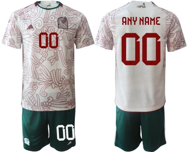Men's Mexico Custom White Away Soccer Jersey Suit