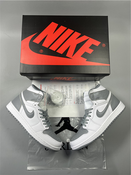Men's Running Weapon Air Jordan 1 Gray/White Shoes 591