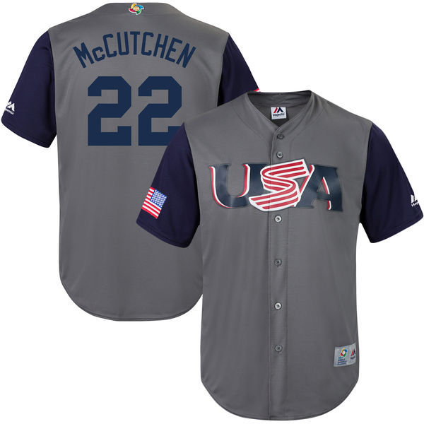 Men's USA Baseball #22 Andrew McCutchen Gray 2017 World Baseball Classic Stitched WBC Jersey