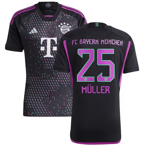 Men's FC Bayern München #25 FC Bayern Müller Black 2023-24 Away Soccer Jersey