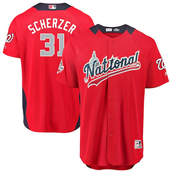 National League #31 Max Scherzer Red 2018 MLB All-Star Game Home Run Derby Jersey