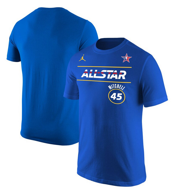 Men's NBA All-Star #45 Donovan Mitchell Royal 2021 T-Shirt